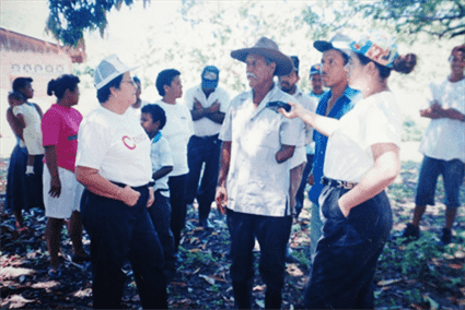 Campesinos de Muelle de los Bueyes, denunciando ante el CENIDH, abril 1992